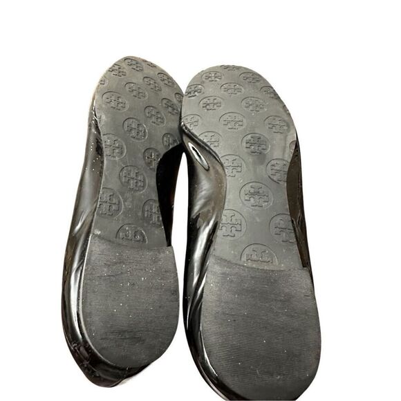 Torry Burch Patent Flat Ballet Black Leather Shoes Size 9Mp - Picture 11 of 11